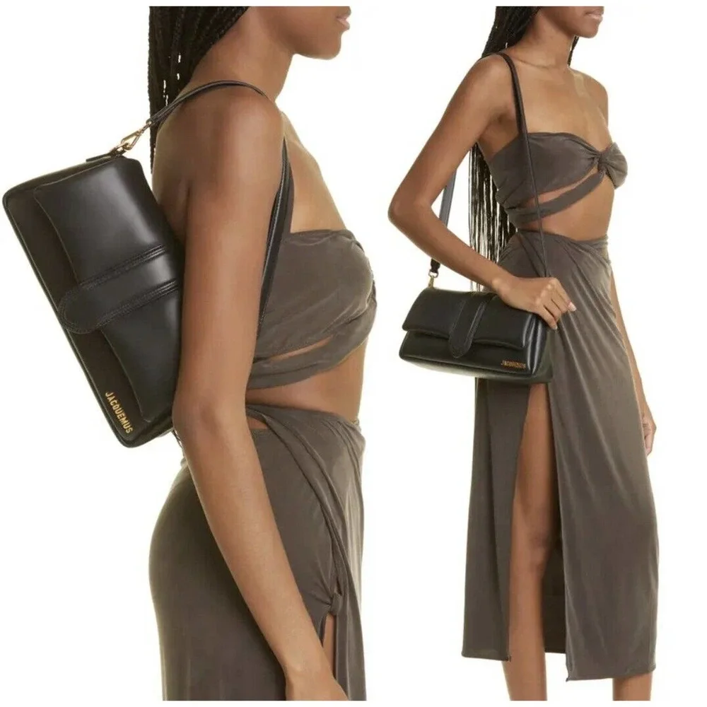 ❌❌SOLD! JACQUEMUS BLACK LEATHER LARGE LAMBSKIN BAMBIMOU SHOULDER BAG PURSE NWT! - Picture 6 of 16